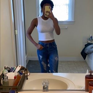 Blue Ripped High Rise Jeans SALE 20% OFF TIL XMAS